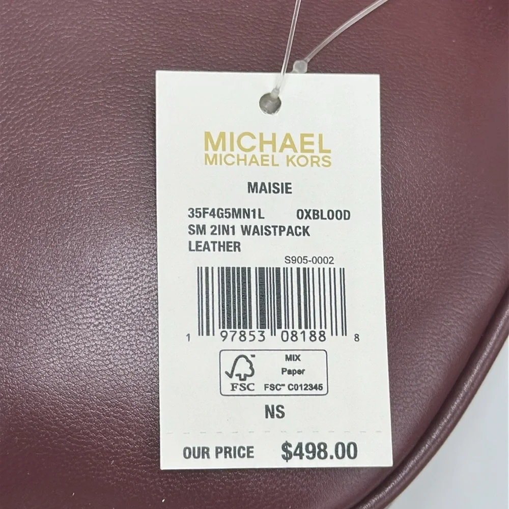 Michael Kors Maisie 2 In 1 Small Leather Waist pack Fanny pack Bag (Oxblood) MK
